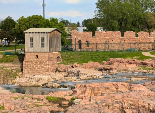 Remains of the Queen Bee Mill from across the river and falls