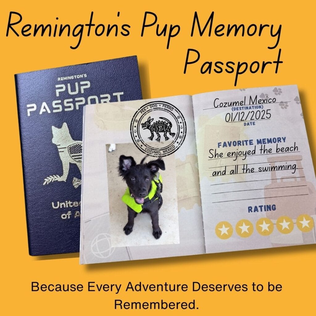 Remington's Pup Memory Passport Cover and travel memory pages Because every adventure desrves to be remembered